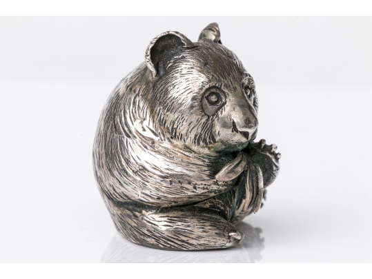 Buccellati Sterling Silver Miniature Sweet Panda Eating Bamboo