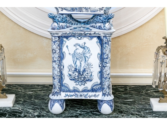 Impressive Blue And White Delft Style Ceramic Tulipiere