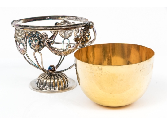 Fine Silverplate Vemeil Footed Bowl