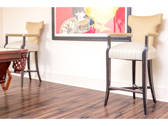 Pair Of Custom Upholstered Barstools