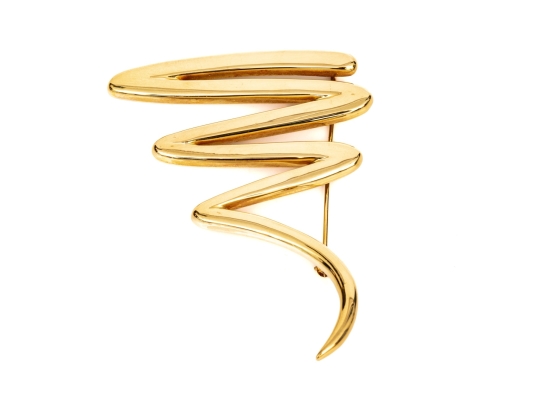 Tiffany & Co. 18k Yellow Gold Paloma Picasso Iconic Jumbo Graffiti Squiggle Brooch, With Box