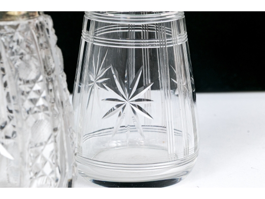 Collection Of Five Crystal And Silverplate Shakers