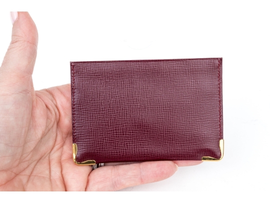 Cartier Burgundy Leather Single Card Holder, Must De Cartier