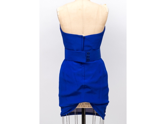 Neman Marcus Stunning Blue Dress With Sequinned Floral Jacket, Size 8