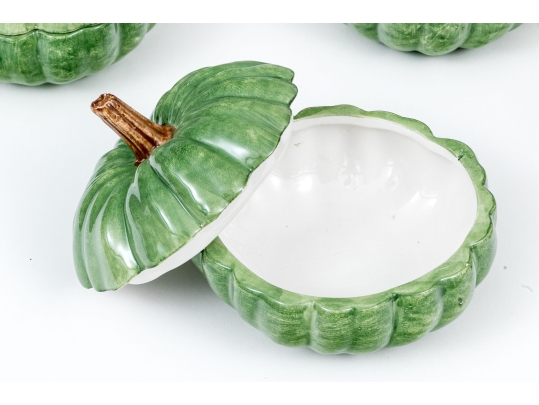 Set Of Eight Gourd Form Lidded Bowls