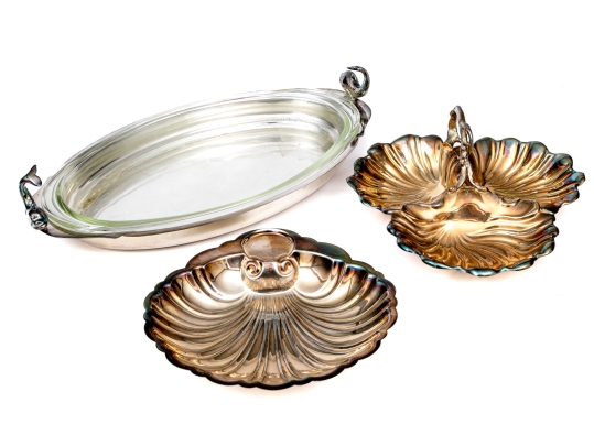 Collection Of Silver Plated Serving Ware, Including English Silver Mfg. Co. 