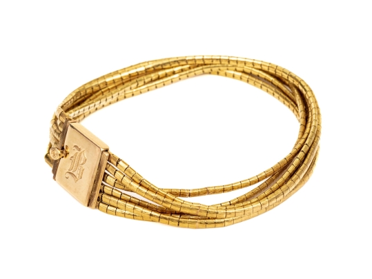 14k Yellow Gold Fun Vintage Flexible Multi Strand Omega Style Bracelet