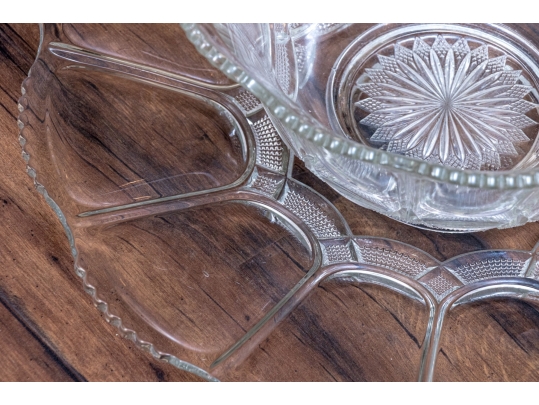 Fabulous Oversized Floral Form Glass Punchbowl With Undertray