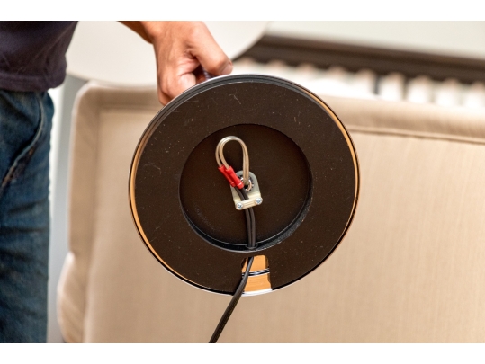 Pair Of Chrome And Rattan Bound Floor Lamps