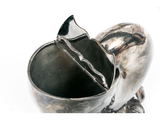 Antique English Victorian Silverplate Nautilus Spoon Warmer 