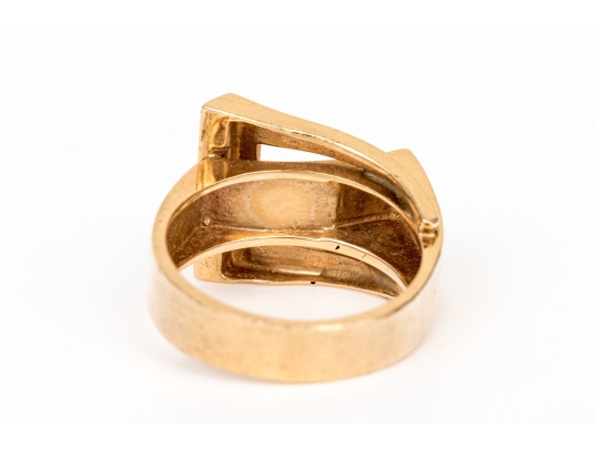 14k Yellow Gold Vintage Buckle Style Ring, Size 6.5-