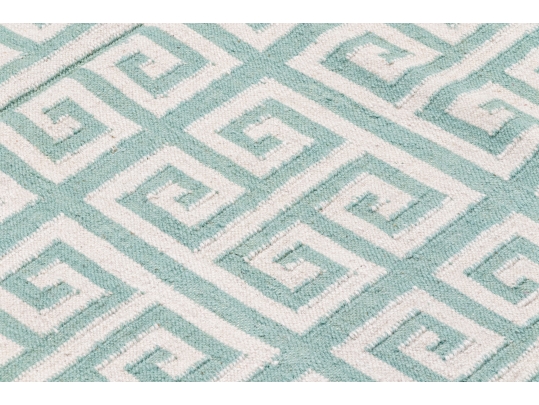 Hand Woven Wool Geometric Greek Key Carpet, 7'-11