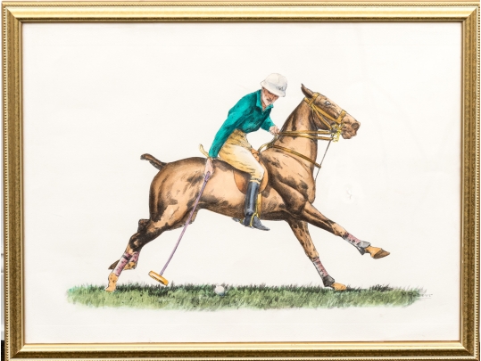 Francisque Rebour (French, 1890-1930) Lithograph, Polo Player