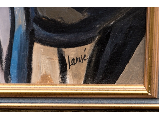Signed Lansé Oil On Canvas, Cafe Interior