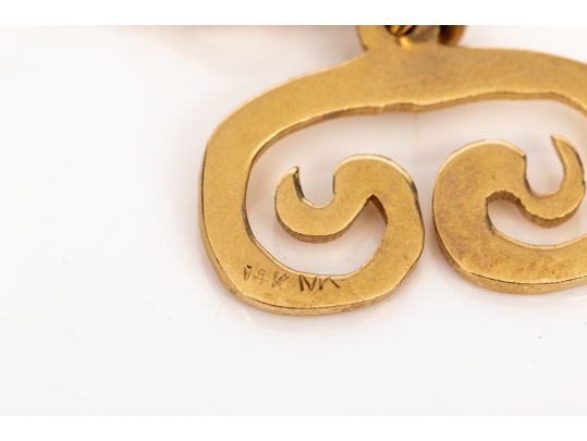 14k Yellow Gold Fun Rope Motif Vintage Charm Bracelet, With 14k And 9k Assorted Charms