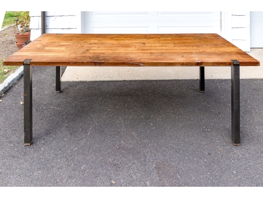 Wooden Dining Table On Steel Legs - For Upcycle
