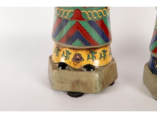 Vintage 15” Chinese Porcelain Emperor Statues