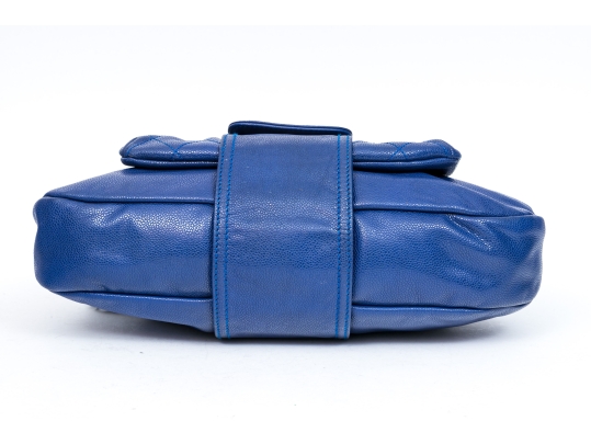 Chanel Striking Blue Purple Glazed Caviar Leather Coco Rider Flap Hobo