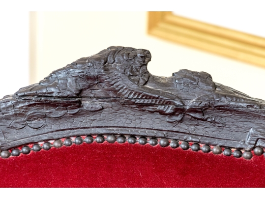 Pair Of Custom Upholstered Queen Anne Style Armchairs With Associated Ottoman