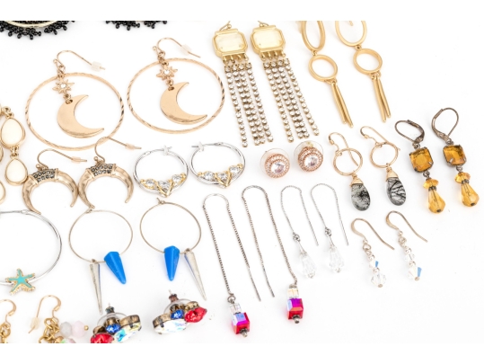 Extensive Collection Of Hoop, Stud, And Drop Pendant Style Costume Jewelry Earrings