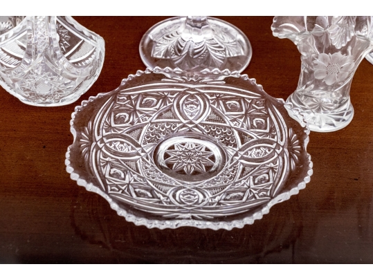 Collection Of Six Pressed Glass Table Pieces