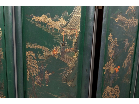 3ft Hand-Painted Chinese Four-Panel Folding Screen