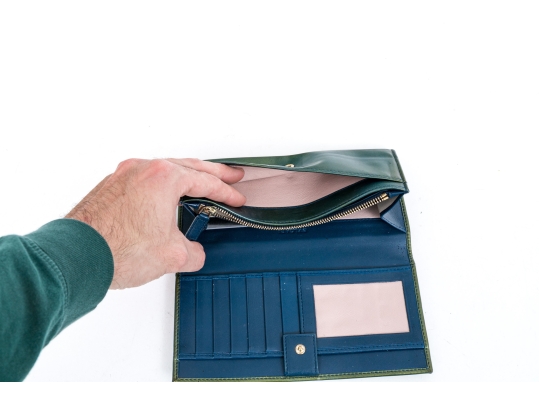 Bulgari Green Patent Leather Wallet