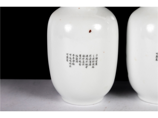 Pair Of Chinese Porcelain Vases With Lotus And Koi Design
