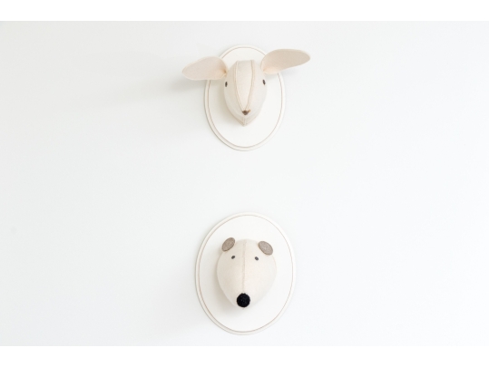 Two Restoration Hardware Baby & Child Felt Animal Heads