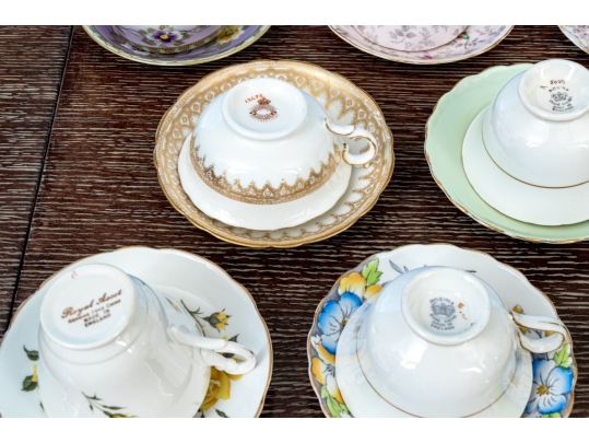 Collection Of Fourteen English Teacups And Saucers