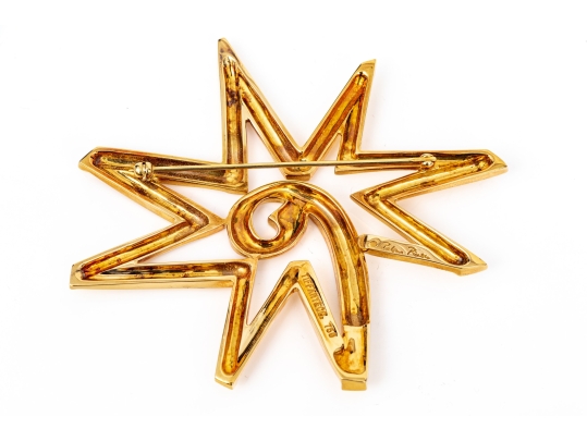 Tiffany & Co. 18k Yellow Gold Paloma PIcasso Impactful Jumbo Graffiti Celestial Star Brooch