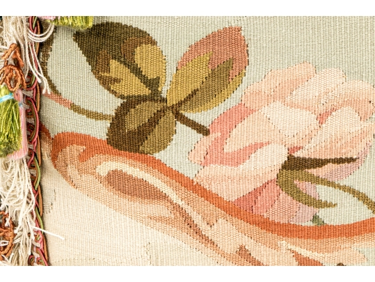 Two Accent Pillows, Including An 18th C. Tapestry Fragment Embroidered Onto A Later Needlepoint Pillow