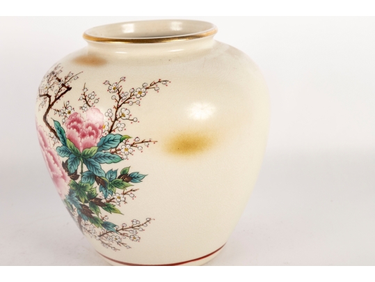 Japanese Hand-Painted Peony Flower Vase