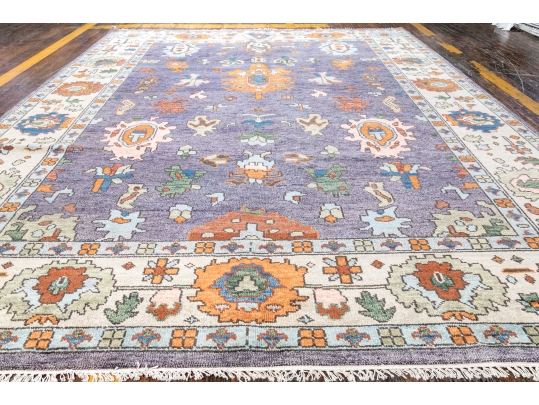 HAND KNOTTED INDIAN OUSHAK ROOM SIZE CARPET - 11' 10