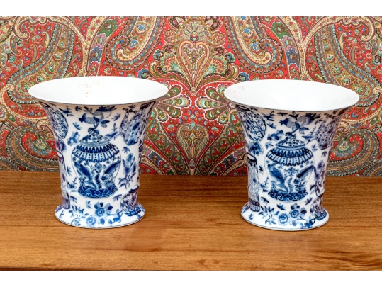 Pair Of Chinese Porcelain Vases With Jar And Vessel Decoration