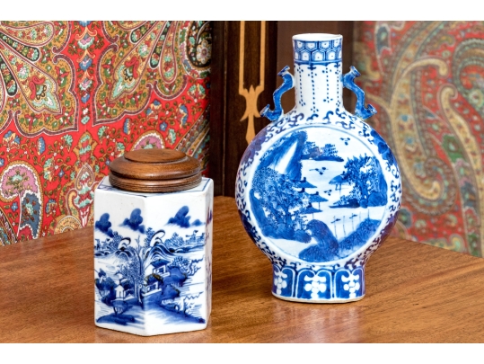 Two Chinese Blue And White Porcelain Wares