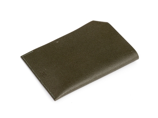 Hermes Olive Green Tarmac Passport Holder, With Box