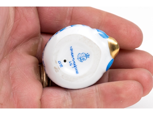 Herend Hungarian Hand-painted Porcelain Ladybug, Blue Fishnet Pattern