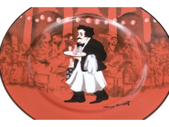 Set Of Six Williams Sonoma Waiter Motif Plates