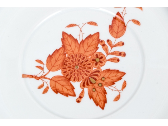 Herend Hungary Hand-Painted Dinner Service For Fourteen,  Rust Chinese Bouquet (AOG) Pattern