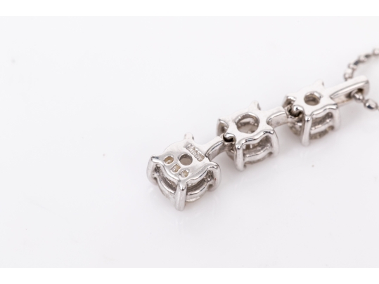 18k White Gold Striking Graduated Diamond Stack Pendant, App. 0.45 TCW, With Chain