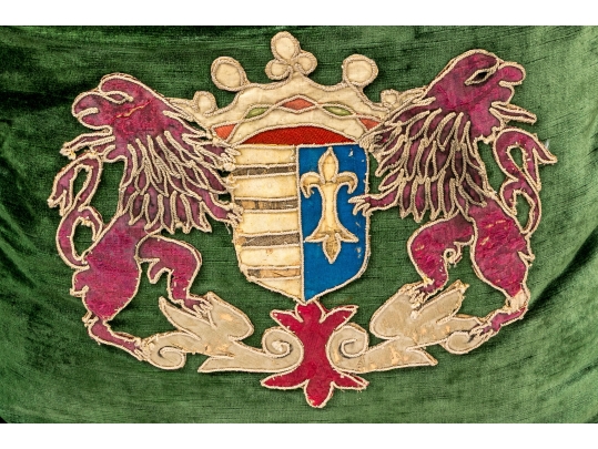 Pair Of Accent Pillows With Heraldic Motifs