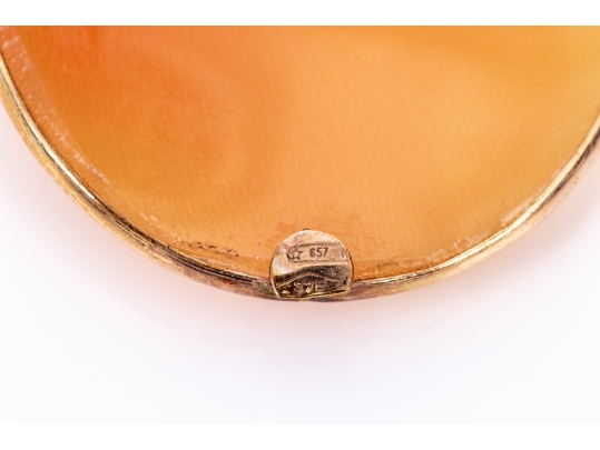 9k Yellow Gold Lovely Three Grace Motif Carved Cameo Brooch/pendant