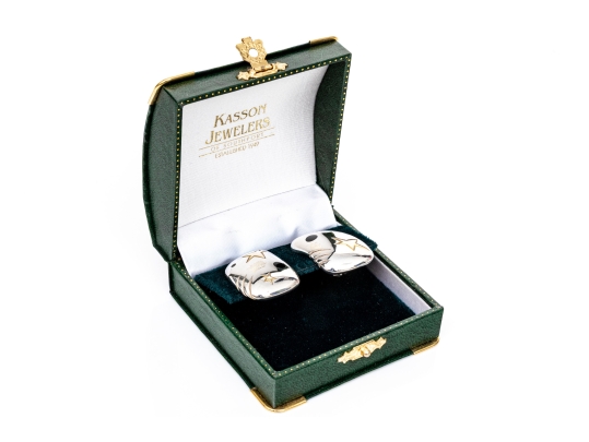 Michael Bondanza Sterling And 18k Fun Vintage Star And Black Onyx Inlay Chunky Earrings