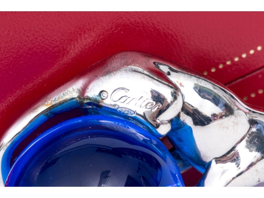 Cartier Sterling Silver Panther And Crystal Ball Paperweight, With Box