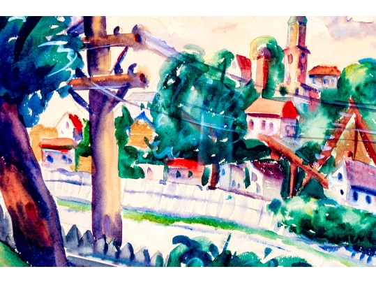 Signed A. Moolaritvich Watercolor On Paper, 1934