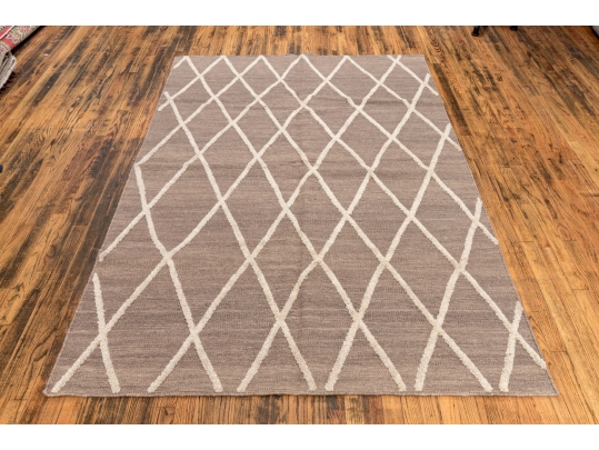 Hand Woven Wool Geometric Carpet, 7'-5