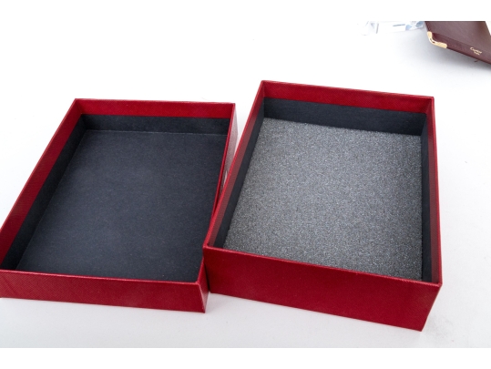 Cartier Burgundy Leather Notepad Holder, Must De Cartier, With Box