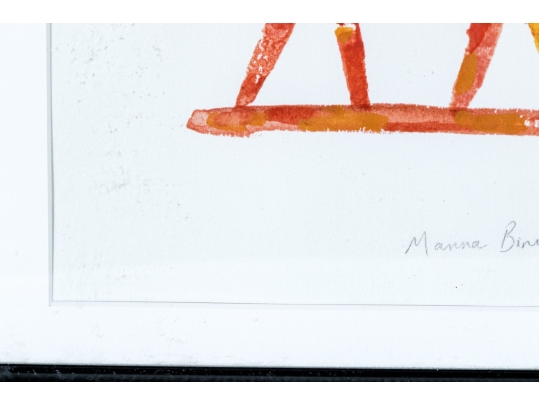 Signed Manna Binns Painting On Paper, Figural, 2001
