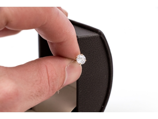 Pair Of 14K Yellow Gold And CZ Earrings, Boxed